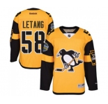 Youth Reebok Pittsburgh Penguins #58 Kris Letang Authentic Gold 2017 Stadium Series NHL Jersey