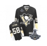 Youth Reebok Pittsburgh Penguins #58 Kris Letang Premier Black Home 2017 Stanley Cup Champions NHL Jersey