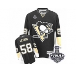 Youth Reebok Pittsburgh Penguins #58 Kris Letang Premier Black Home 2017 Stanley Cup Final NHL Jersey