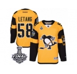 Youth Reebok Pittsburgh Penguins #58 Kris Letang Premier Gold 2017 Stadium Series 2017 Stanley Cup Final NHL Jersey