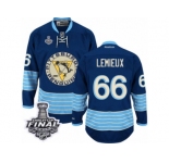 Youth Reebok Pittsburgh Penguins #66 Mario Lemieux Authentic Navy Blue Third Vintage 2017 Stanley Cup Final NHL Jersey