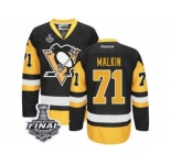 Youth Reebok Pittsburgh Penguins #71 Evgeni Malkin Authentic Black Gold Third 2017 Stanley Cup Final NHL Jersey