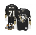 Youth Reebok Pittsburgh Penguins #71 Evgeni Malkin Authentic Black Home 50th Anniversary Patch NHL Jersey