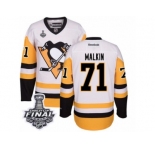 Youth Reebok Pittsburgh Penguins #71 Evgeni Malkin Authentic White Away 2017 Stanley Cup Final NHL Jersey