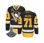 Youth Reebok Pittsburgh Penguins #71 Evgeni Malkin Premier Black Gold Third 2017 Stanley Cup Champions NHL Jersey
