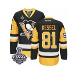 Youth Reebok Pittsburgh Penguins #81 Phil Kessel Authentic Black Gold Third 2017 Stanley Cup Final NHL Jersey
