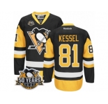 Youth Reebok Pittsburgh Penguins #81 Phil Kessel Authentic Black Gold Third 50th Anniversary Patch NHL Jersey