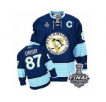 Youth Reebok Pittsburgh Penguins #87 Sidney Crosby Premier Navy Blue Third Vintage 2017 Stanley Cup Final NHL Jersey
