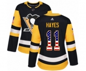 Women Adidas Pittsburgh Penguins #11 Jimmy Hayes Authentic Black USA Flag Fashion NHL Jersey