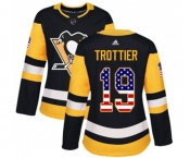 Women Adidas Pittsburgh Penguins #19 Bryan Trottier Authentic Black USA Flag Fashion NHL Jersey