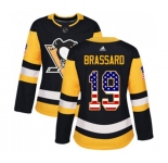 Women Adidas Pittsburgh Penguins #19 Derick Brassard Authentic Black USA Flag Fashion NHL Jersey