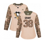 Women Adidas Pittsburgh Penguins #38 Derek Grant Authentic Camo Veterans Day Practice NHL Jersey