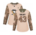 Women Adidas Pittsburgh Penguins #43 Conor Sheary Authentic Camo Veterans Day Practice NHL Jersey