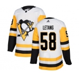 Women Adidas Pittsburgh Penguins #58 Kris Letang Authentic White Away NHL Jersey
