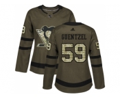 Women Adidas Pittsburgh Penguins #59 Jake Guentzel Green Salute to Service Stitched NHL Jersey