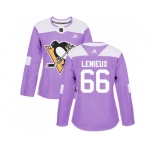 Women Adidas Pittsburgh Penguins #66 Mario Lemieux Purple Authentic Fights Cancer Stitched NHL Jersey