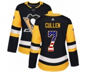 Women Adidas Pittsburgh Penguins #7 Matt Cullen Authentic Black USA Flag Fashion NHL Jersey