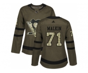 Women Adidas Pittsburgh Penguins #71 Evgeni Malkin Green Salute to Service Stitched NHL Jersey