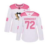 Women Adidas Pittsburgh Penguins #72 Patric Hornqvist Authentic White Pink Fashion NHL Jersey