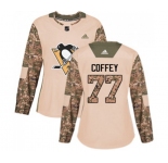 Women Adidas Pittsburgh Penguins #77 Paul Coffey Authentic Camo Veterans Day Practice NHL Jersey