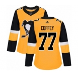 Women Adidas Pittsburgh Penguins #77 Paul Coffey Authentic Gold Alternate NHL Jersey