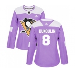 Women Adidas Pittsburgh Penguins #8 Brian Dumoulin Authentic Purple Fights Cancer Practice NHL Jersey
