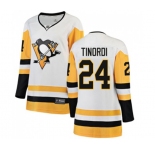 Women Pittsburgh Penguins #24 Jarred Tinordi Authentic White Away Fanatics Branded Breakaway NHL Jersey