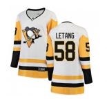 Women Pittsburgh Penguins #58 Kris Letang Authentic White Away Fanatics Branded Breakaway NHL Jersey