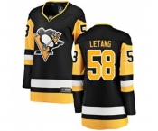 Women Pittsburgh Penguins #58 Kris Letang Fanatics Branded Black Home Breakaway NHL Jersey