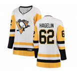 Women Pittsburgh Penguins #62 Carl Hagelin Authentic White Away Fanatics Branded Breakaway NHL Jersey
