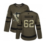 Women Reebok Pittsburgh Penguins #62 Carl Hagelin Authentic Green Salute to Service NHL Jersey