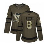 Women Reebok Pittsburgh Penguins #8 Mark Recchi Authentic Green Salute to Service NHL Jersey