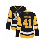 Women's Adidas Pittsburgh Penguins #41 Daniel Sprong Premier Black Home NHL Jersey