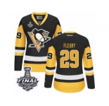 Women's Reebok Pittsburgh Penguins #29 Marc-Andre Fleury Authentic Black Gold Third 2017 Stanley Cup Final NHL Jersey