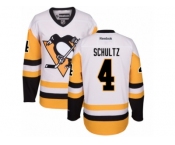 Women's Reebok Pittsburgh Penguins #4 Justin Schultz Authentic White Away NHL Jersey