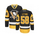 Women's Reebok Pittsburgh Penguins #58 Kris Letang Premier Black Gold Third NHL Jersey