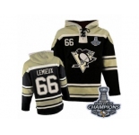 Men's Old Time Hockey Pittsburgh Penguins #66 Mario Lemieux Premier Black Sawyer Hooded Sweatshirt 2017 Stanley Cup Champions
