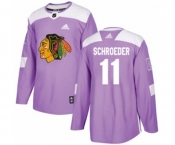 Adidas Chicago Blackhawks #11 Jordan Schroeder Authentic Purple Fights Cancer Practice NHL Jersey