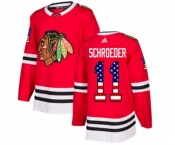 Adidas Chicago Blackhawks #11 Jordan Schroeder Authentic Red USA Flag Fashion NHL Jersey