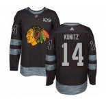 Adidas Chicago Blackhawks #14 Chris Kunitz Authentic Black 1917-2017 100th Anniversary NHL Jersey