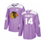 Adidas Chicago Blackhawks #14 Chris Kunitz Authentic Purple Fights Cancer Practice NHL Jersey