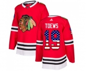 Adidas Chicago Blackhawks #19 Jonathan Toews Authentic Red USA Flag Fashion NHL Jersey