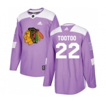 Adidas Chicago Blackhawks #22 Jordin Tootoo Authentic Purple Fights Cancer Practice NHL Jersey