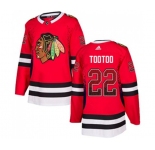 Adidas Chicago Blackhawks #22 Jordin Tootoo Authentic Red Drift Fashion NHL Jersey