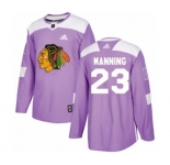 Adidas Chicago Blackhawks #23 Brandon Manning Authentic Purple Fights Cancer Practice NHL Jersey