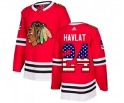 Adidas Chicago Blackhawks #24 Martin Havlat Authentic Red USA Flag Fashion NHL Jersey