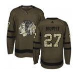 Adidas Chicago Blackhawks #27 Adam Boqvist Authentic Green Salute to Service NHL Jersey