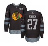Adidas Chicago Blackhawks #27 Jeremy Roenick Authentic Black 1917-2017 100th Anniversary NHL Jersey