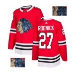 Adidas Chicago Blackhawks #27 Jeremy Roenick Authentic Red Fashion Gold NHL Jersey