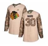 Adidas Chicago Blackhawks #30 Cam Ward Authentic Camo Veterans Day Practice NHL Jersey
